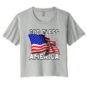 God Bless America Patriotic Usa Flag 4th Of July Gift Women's Crop Top Tee