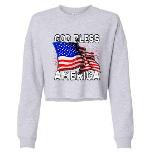 God Bless America Patriotic Usa Flag 4th Of July Gift Cropped Pullover Crew