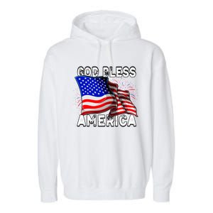 God Bless America Patriotic Usa Flag 4th Of July Gift Garment-Dyed Fleece Hoodie