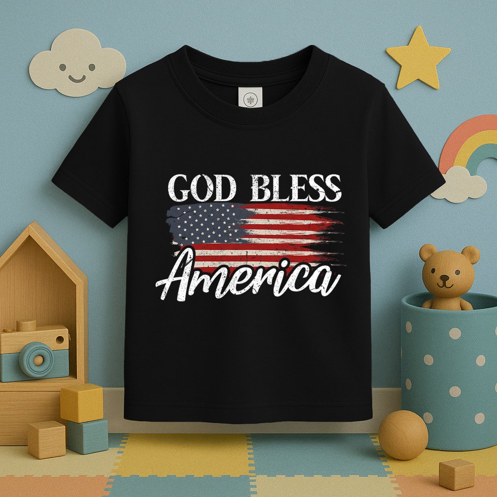 God Bless America 4th Of July Patriotic Usa Toddler T-Shirt