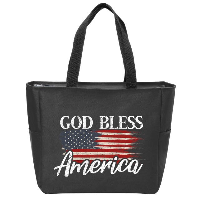God Bless America 4th Of July Patriotic Usa Zip Tote Bag