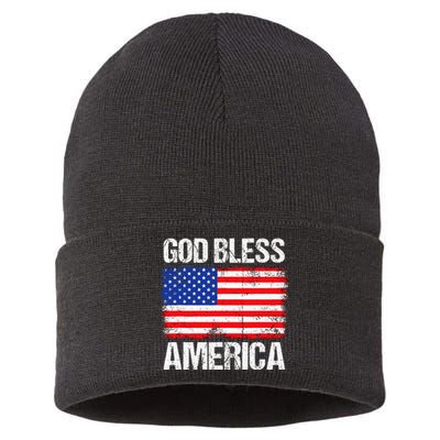 God Bless America Patriotic Happy 4th Of July Sustainable Knit Beanie