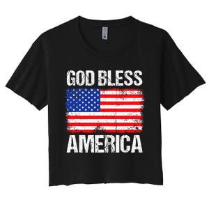 God Bless America Patriotic Happy 4th Of July Women's Crop Top Tee