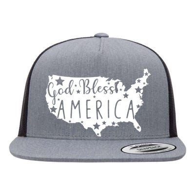 God Bless America 4th Of July Usa American Patriotic Flat Bill Trucker Hat