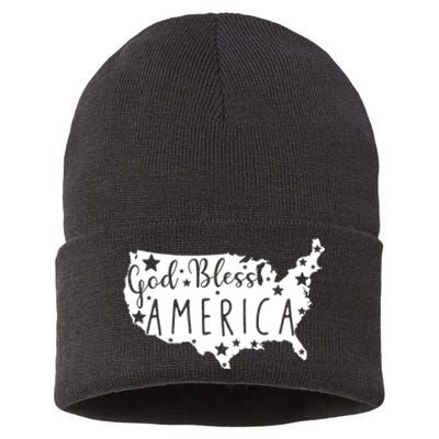 God Bless America 4th Of July Usa American Patriotic Sustainable Knit Beanie