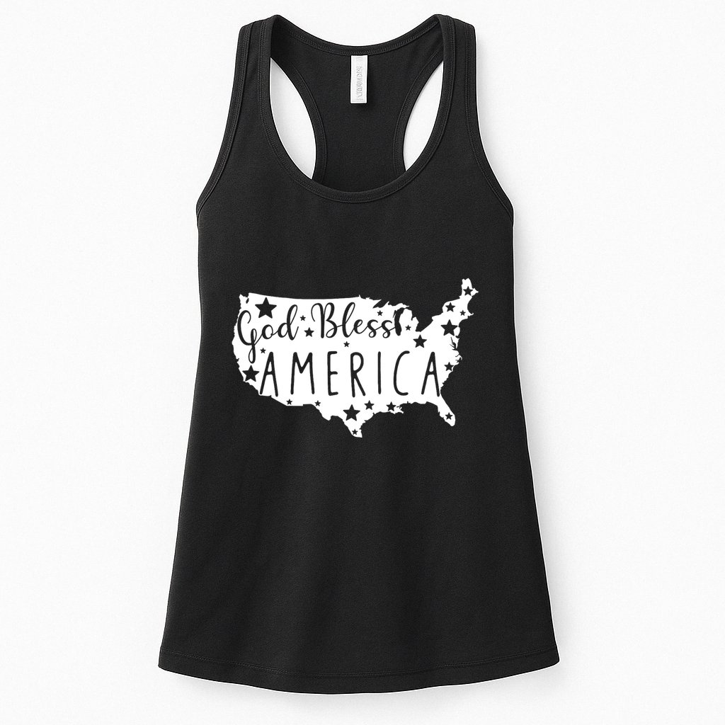 God Bless America 4th Of July Usa American Patriotic Womens Tank Top