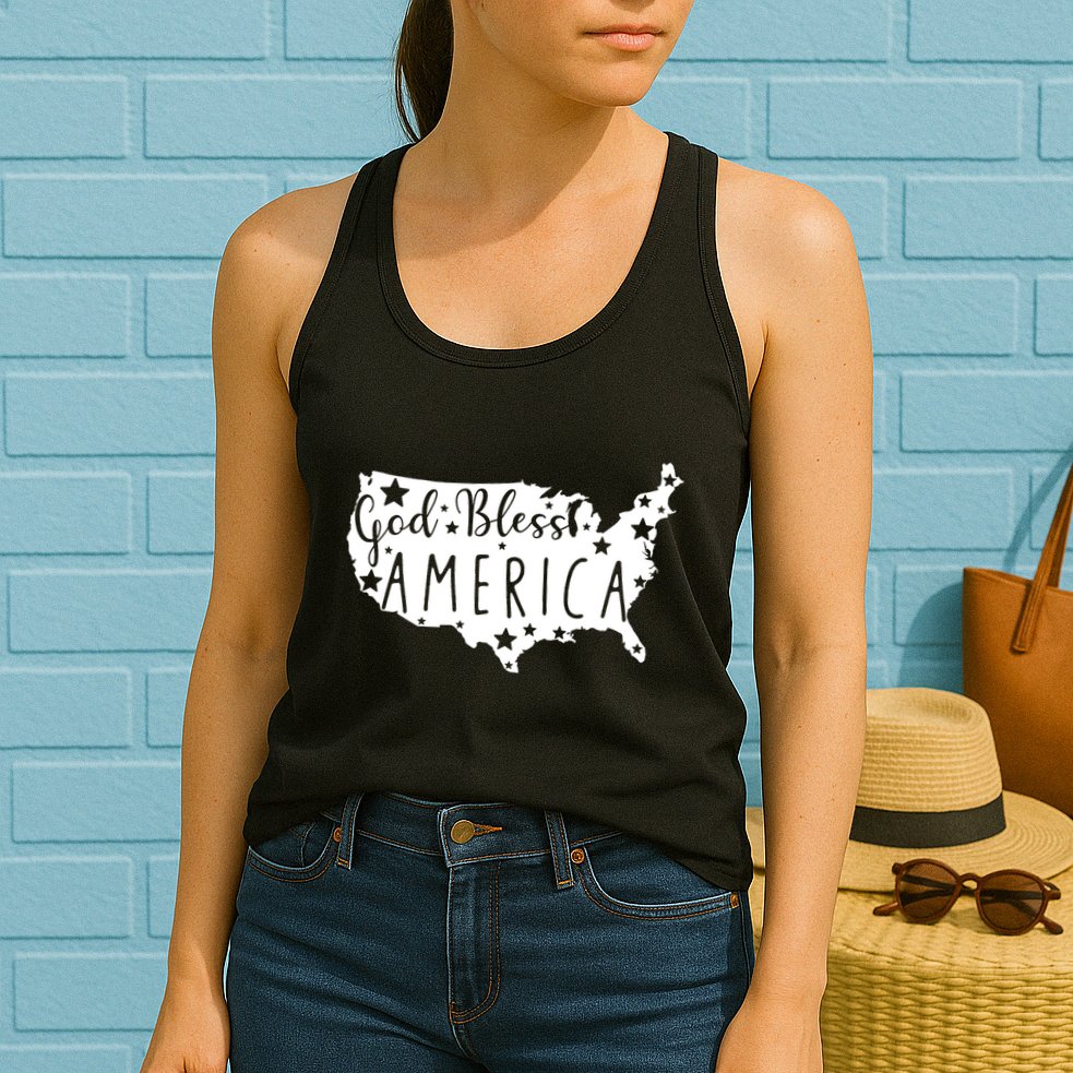 God Bless America 4th Of July Usa American Patriotic Womens Tank Top