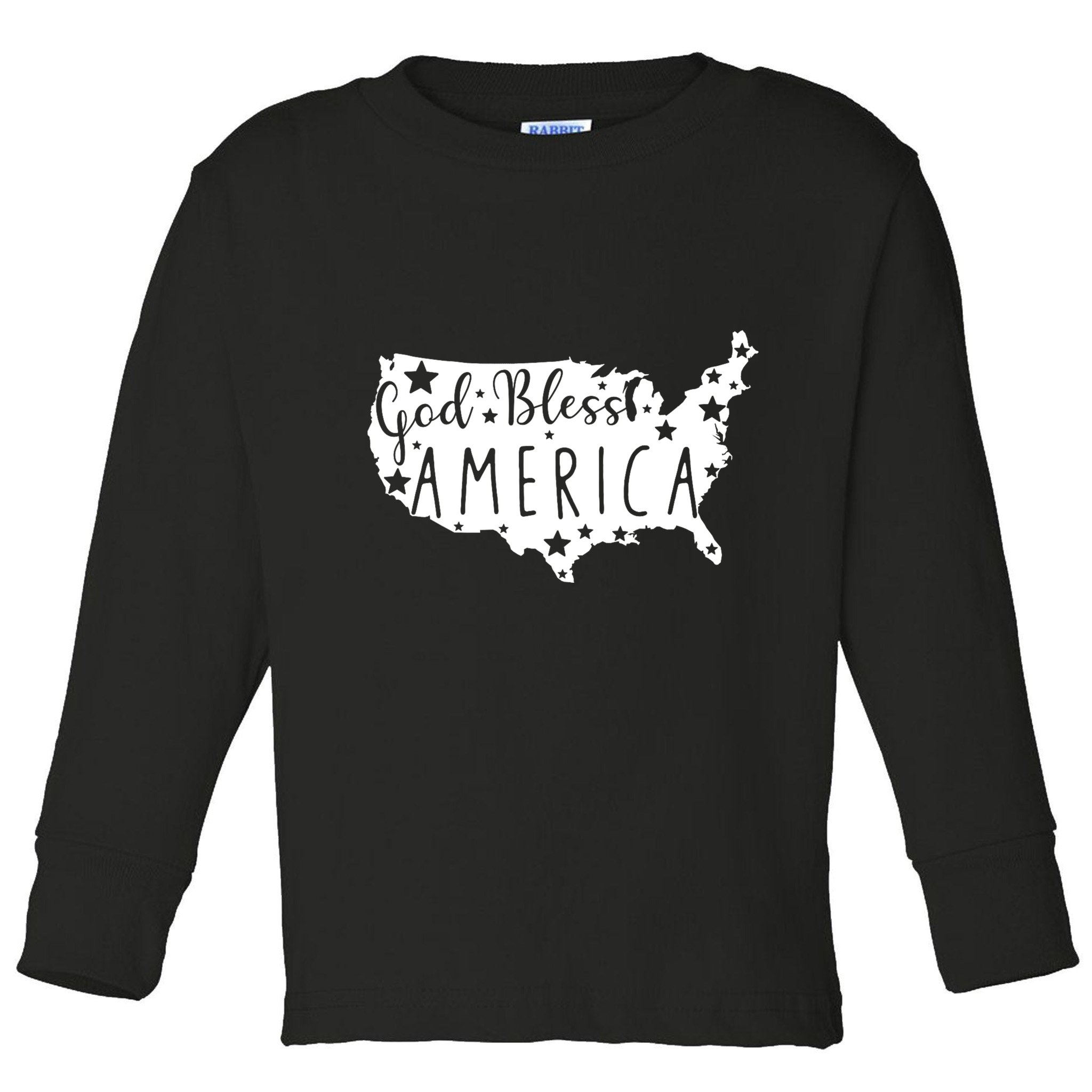God Bless America 4th Of July Usa American Patriotic Toddler Long Sleeve Shirt