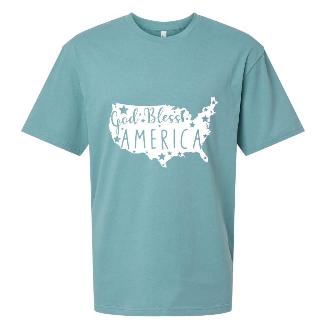 God Bless America 4th Of July Usa American Patriotic Sueded Cloud Jersey T-Shirt