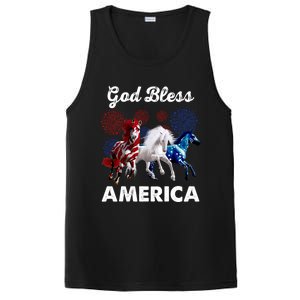 God Bless America Red White Blue Horses Cute Gift PosiCharge Competitor Tank