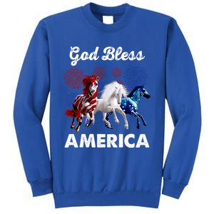 God Bless America Red White Blue Horses Cute Gift Sweatshirt