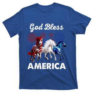 God Bless America Red White Blue Horses Cute Gift T-Shirt