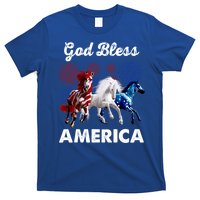 God Bless America Red White Blue Horses Cute Gift T-Shirt