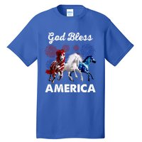 God Bless America Red White Blue Horses Cute Gift Tall T-Shirt