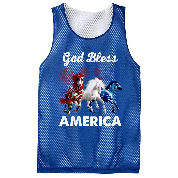 God Bless America Red White Blue Horses Cute Gift Mesh Reversible Basketball Jersey Tank