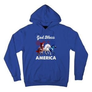 God Bless America Red White Blue Horses Cute Gift Tall Hoodie