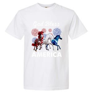 God Bless America Red White Blue Horses Cute Gift Garment-Dyed Heavyweight T-Shirt