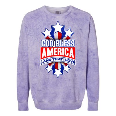 God Bless America Land That I Love 4 Th Of July Holiday Gift Colorblast Crewneck Sweatshirt