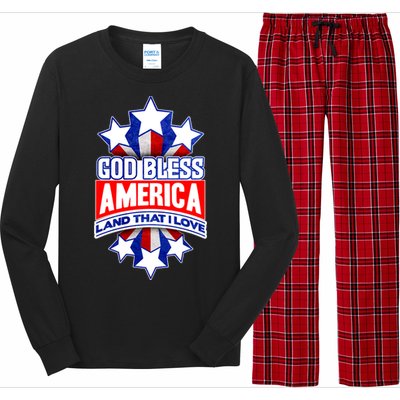 God Bless America Land That I Love 4 Th Of July Holiday Gift Long Sleeve Pajama Set