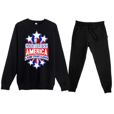 God Bless America Land That I Love 4 Th Of July Holiday Gift Premium Crewneck Sweatsuit Set