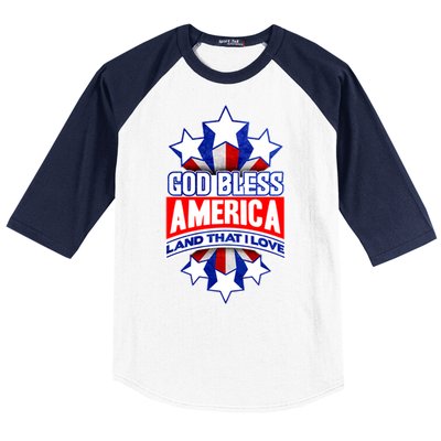 God Bless America Land That I Love 4 Th Of July Holiday Gift Baseball Sleeve Shirt