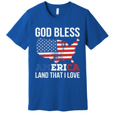 God Bless America Land That I Love American Flag Meaningful Gift Premium T-Shirt