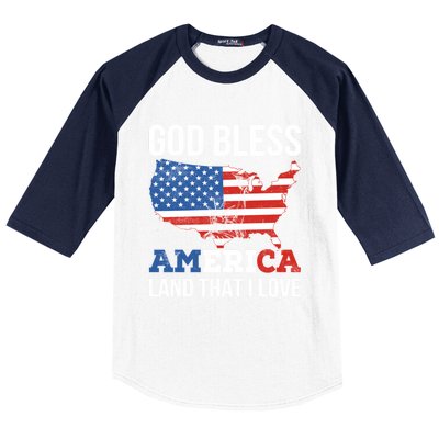 God Bless America Land That I Love American Flag Meaningful Gift Baseball Sleeve Shirt