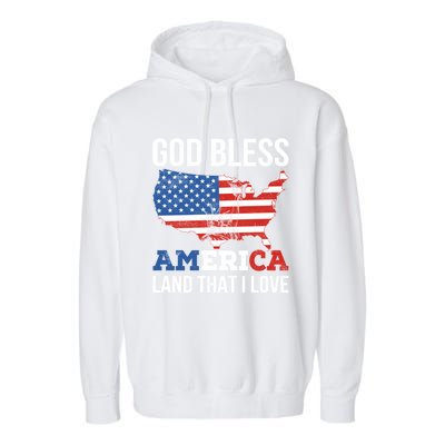 God Bless America Land That I Love American Flag Meaningful Gift Garment-Dyed Fleece Hoodie