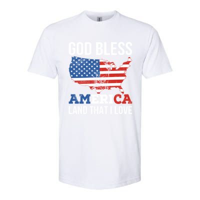 God Bless America Land That I Love American Flag Meaningful Gift Softstyle® CVC T-Shirt