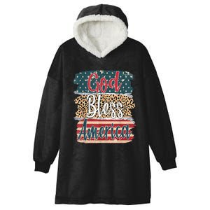 God Bless America Brush Stroke Leopard America Flag 4th July Hooded Wearable Blanket