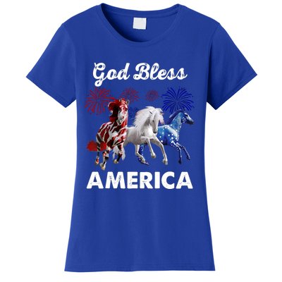 God Bless America Horses 4th Of July Firework Great Gift Women's T-Shirt