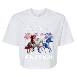 God Bless America Horses 4th Of July Firework Great Gift Bella+Canvas Jersey Crop Tee