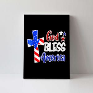 God Bless America Christian USA Flag Patriotic 4th Of July Canvas