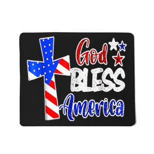 God Bless America Christian USA Flag Patriotic 4th Of July Mousepad