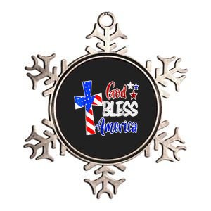 God Bless America Christian USA Flag Patriotic 4th Of July Metallic Star Ornament