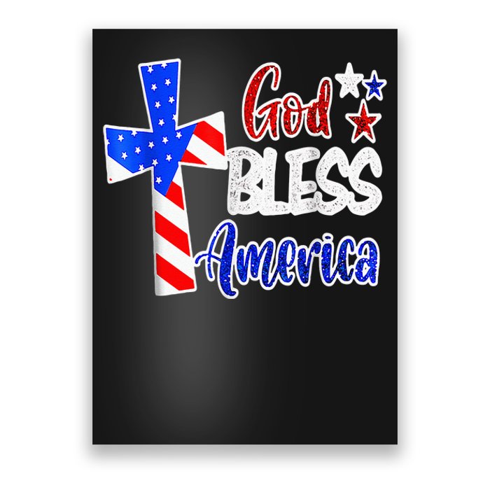 God Bless America Christian USA Flag Patriotic 4th Of July Poster