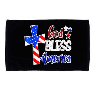 God Bless America Christian USA Flag Patriotic 4th Of July Microfiber Hand Towel