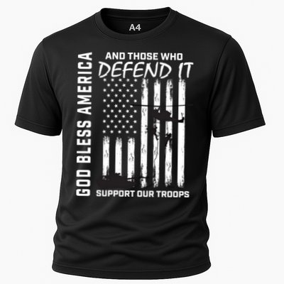 God Bless America Support Our Troops Veterans American Flag Meaningful Gift Performance Shirt