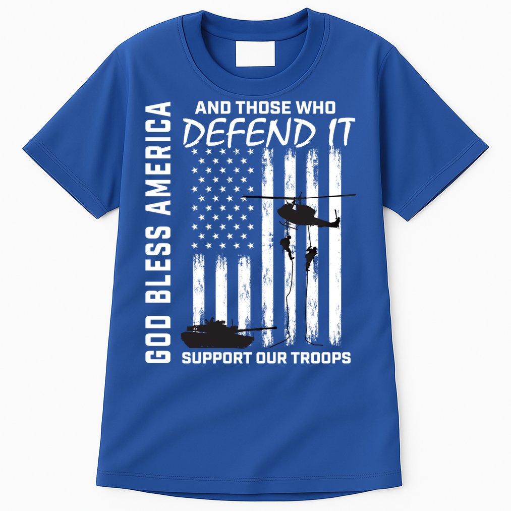 God Bless America Support Our Troops Veterans American Flag Meaningful Gift Tall T-Shirt