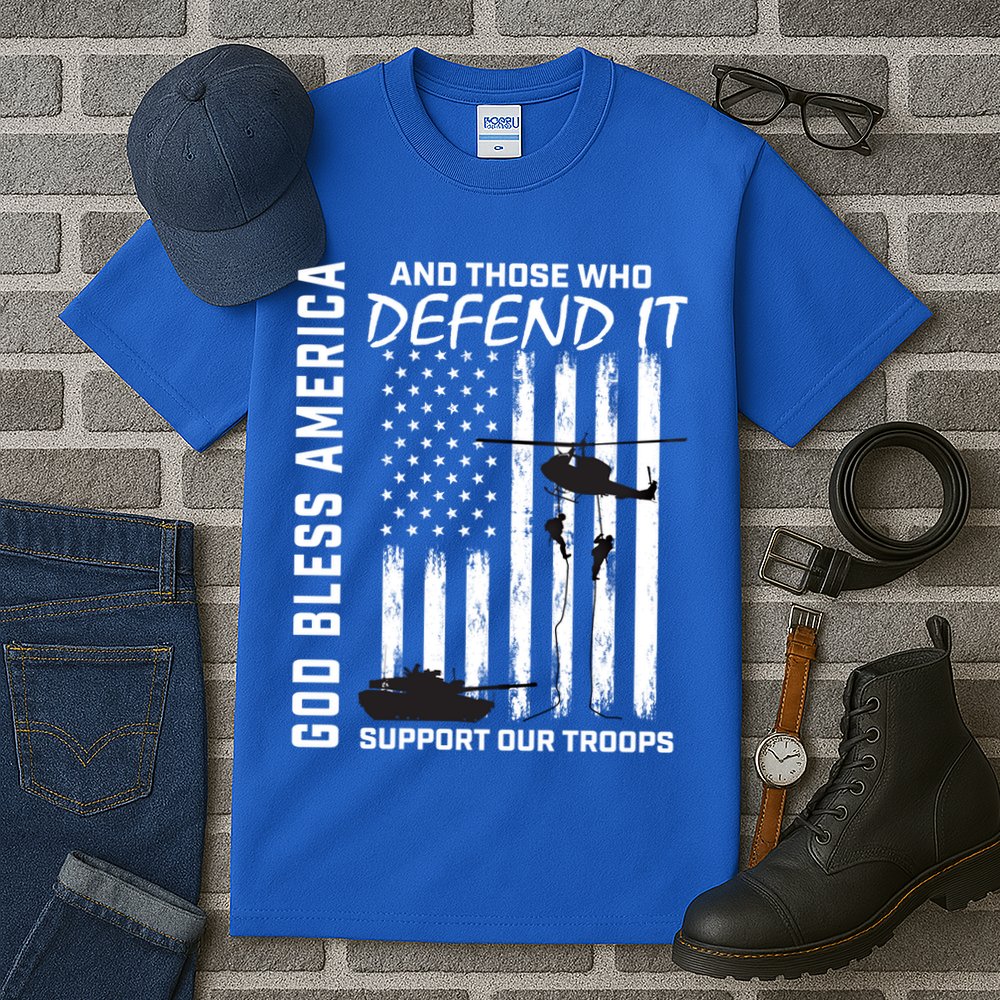 God Bless America Support Our Troops Veterans American Flag Meaningful Gift Tall T-Shirt