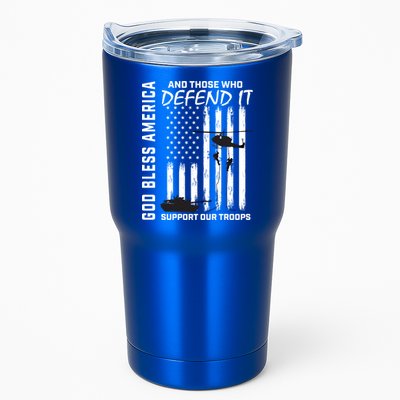 God Bless America Support Our Troops Veterans American Flag Meaningful Gift Tumbler