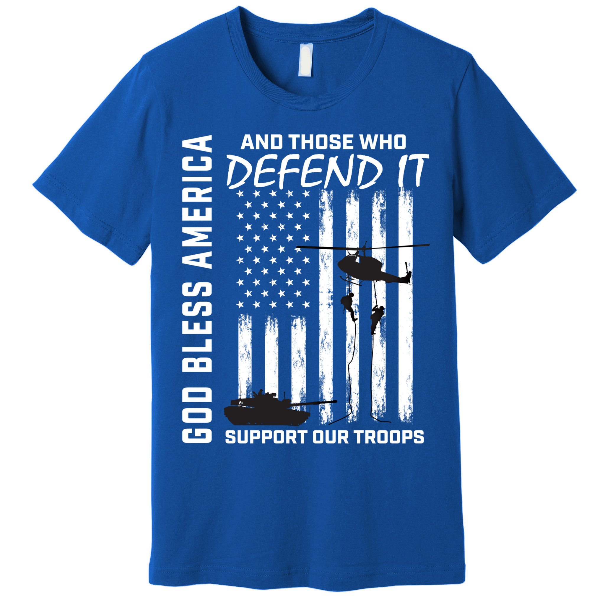 God Bless America Support Our Troops Veterans American Flag Meaningful Gift Premium T-Shirt