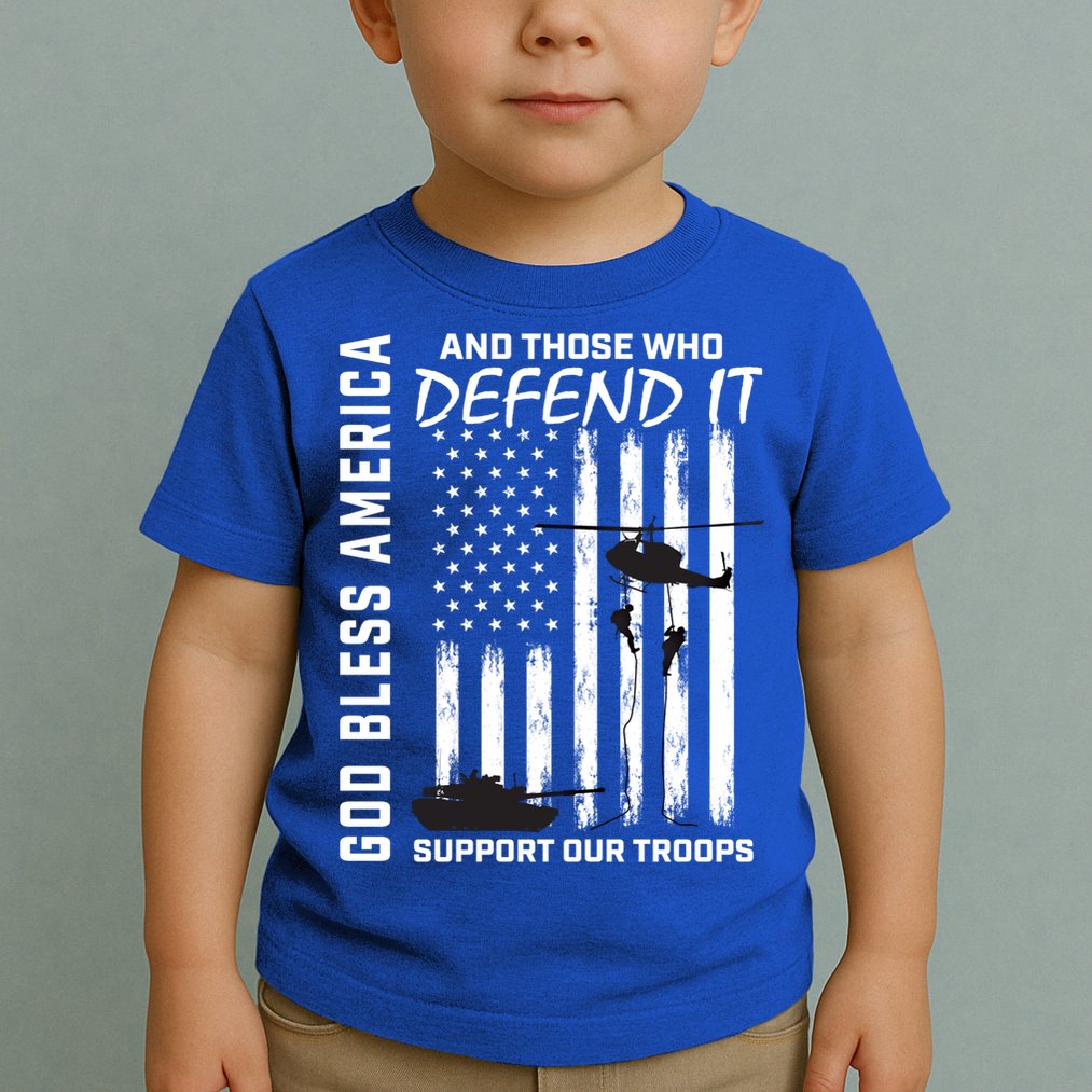 God Bless America Support Our Troops Veterans American Flag Meaningful Gift Toddler T-Shirt