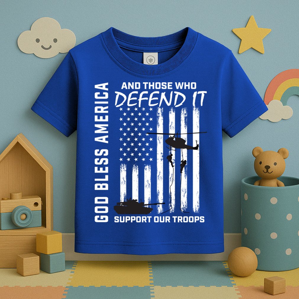 God Bless America Support Our Troops Veterans American Flag Meaningful Gift Toddler T-Shirt