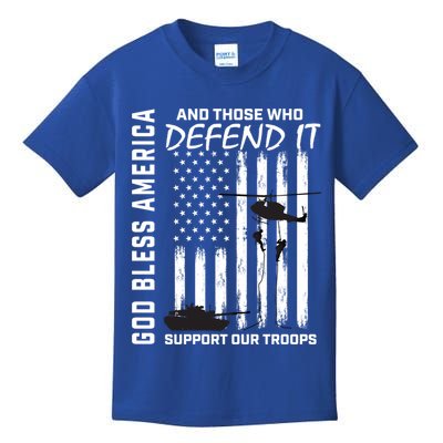 God Bless America Support Our Troops Veterans American Flag Meaningful Gift Kids T-Shirt