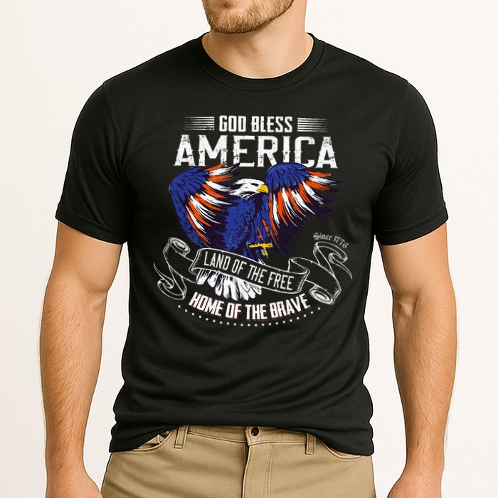 God Bless America Land Of The Free Because Of The Brave Cooling Performance Crew T-Shirt