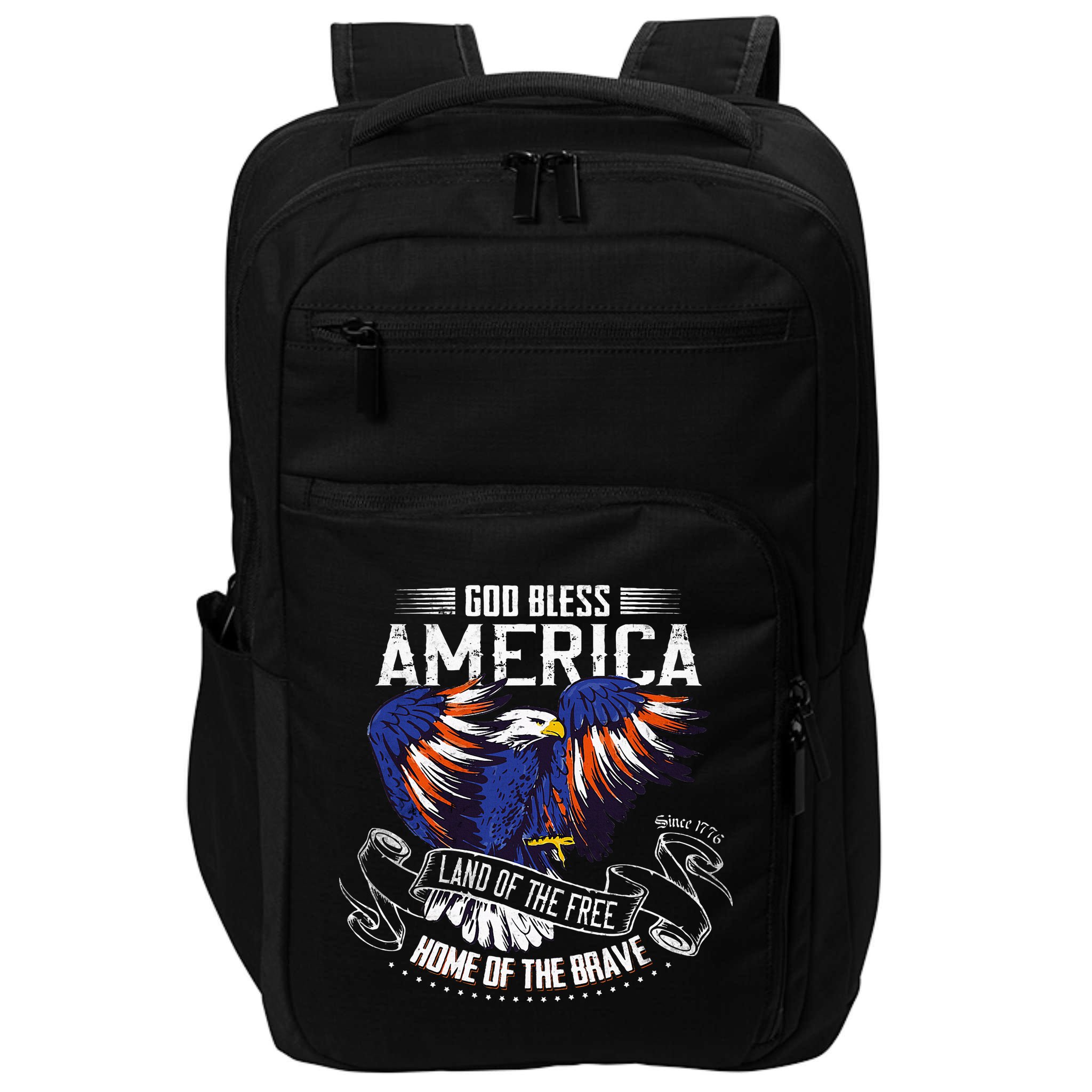 God Bless America Land Of The Free Because Of The Brave Impact Tech Backpack
