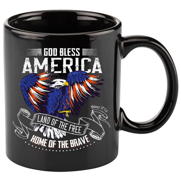 God Bless America Land Of The Free Because Of The Brave 11oz C Handle Ceramic Mug