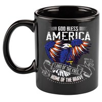 God Bless America Land Of The Free Because Of The Brave 11oz C Handle Ceramic Mug