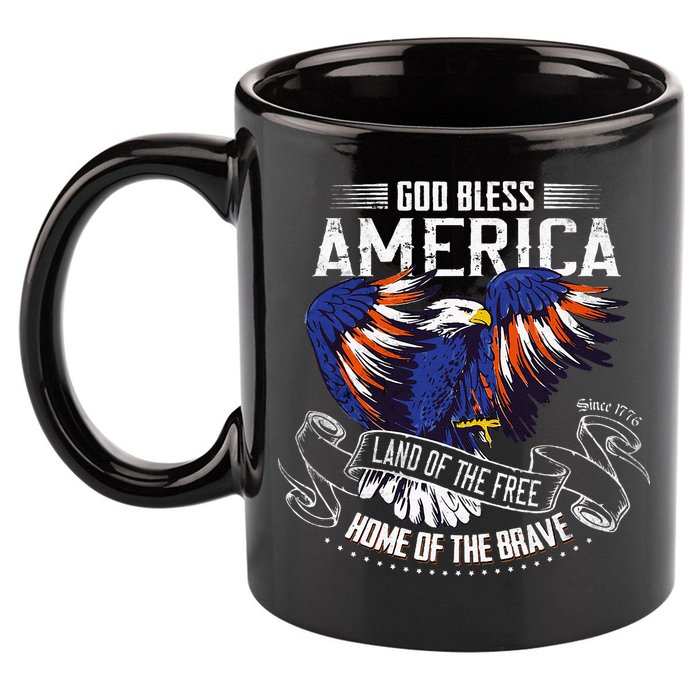 God Bless America Land Of The Free Because Of The Brave 11oz C Handle Ceramic Mug